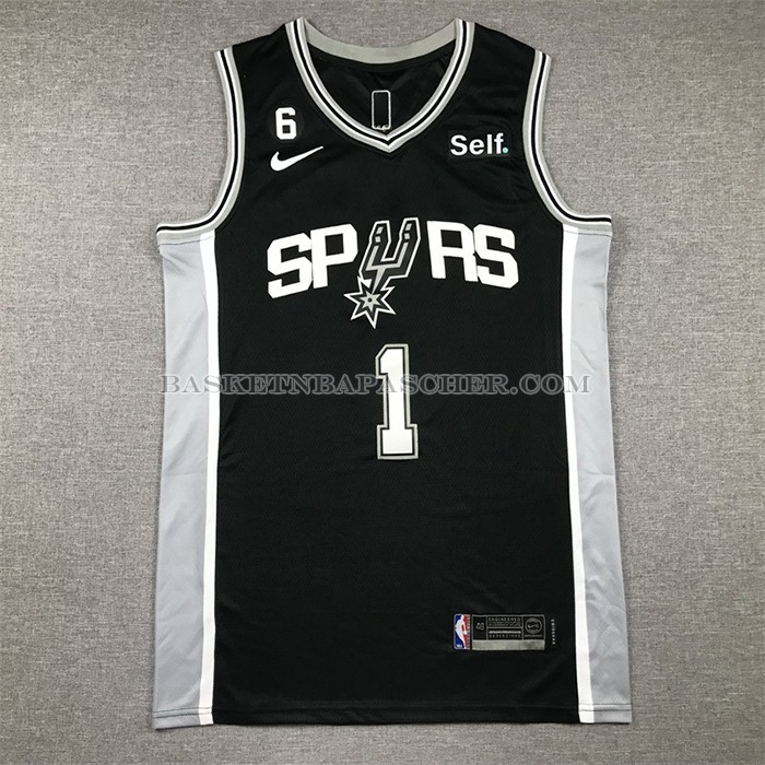 Maillot San Antonio Spurs Victor Wembanyama NO 1 Icon 2022-23 Noir